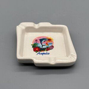 Vintage Acapulco Souvenir Ceramic Ashtray Marlin Design Mexico